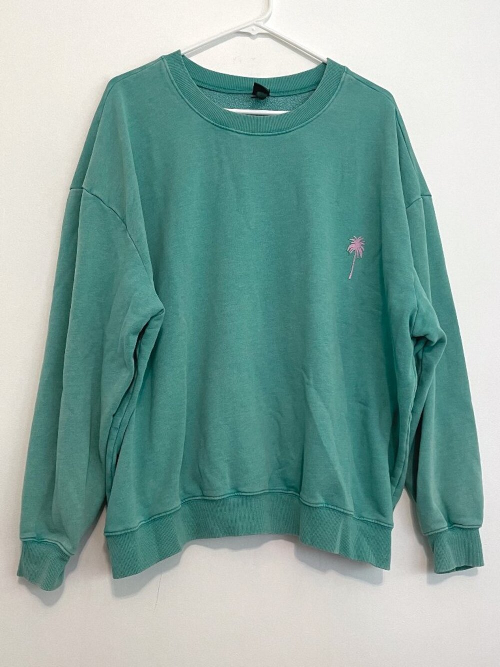 WILD FABLE Oversized Sweatshirt Teal Blue Green Beach Vibes Summer Vacation Boho - Picture 3 of 16